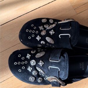 TOGA Black Loafers with Silver Accents